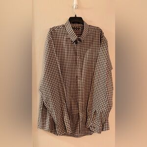 Damon Men's Big & Tall Brown Plaid Collared Button Down Dress Shirt - Size 3XLT